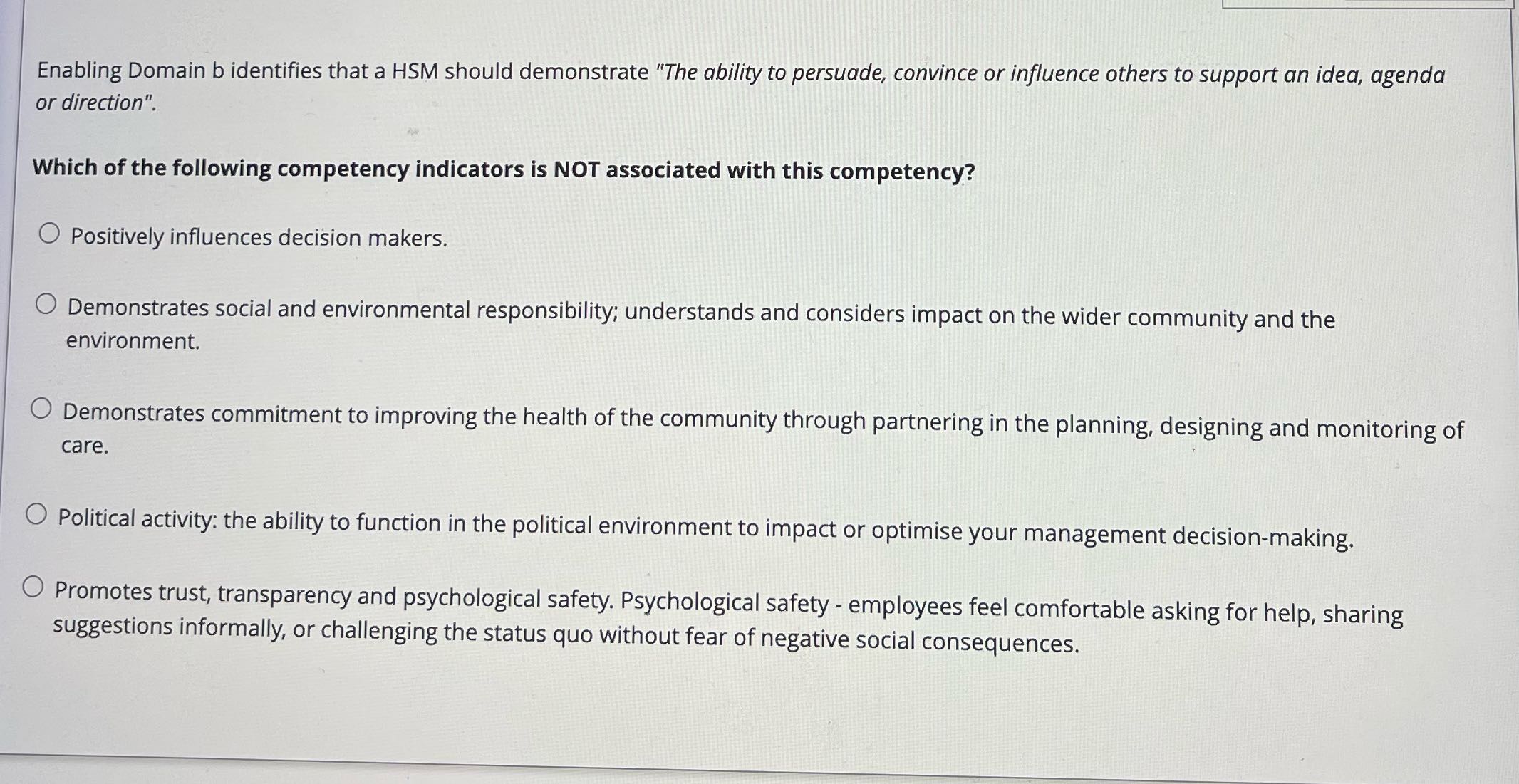 Enabling Domain b identifies that a HSM should