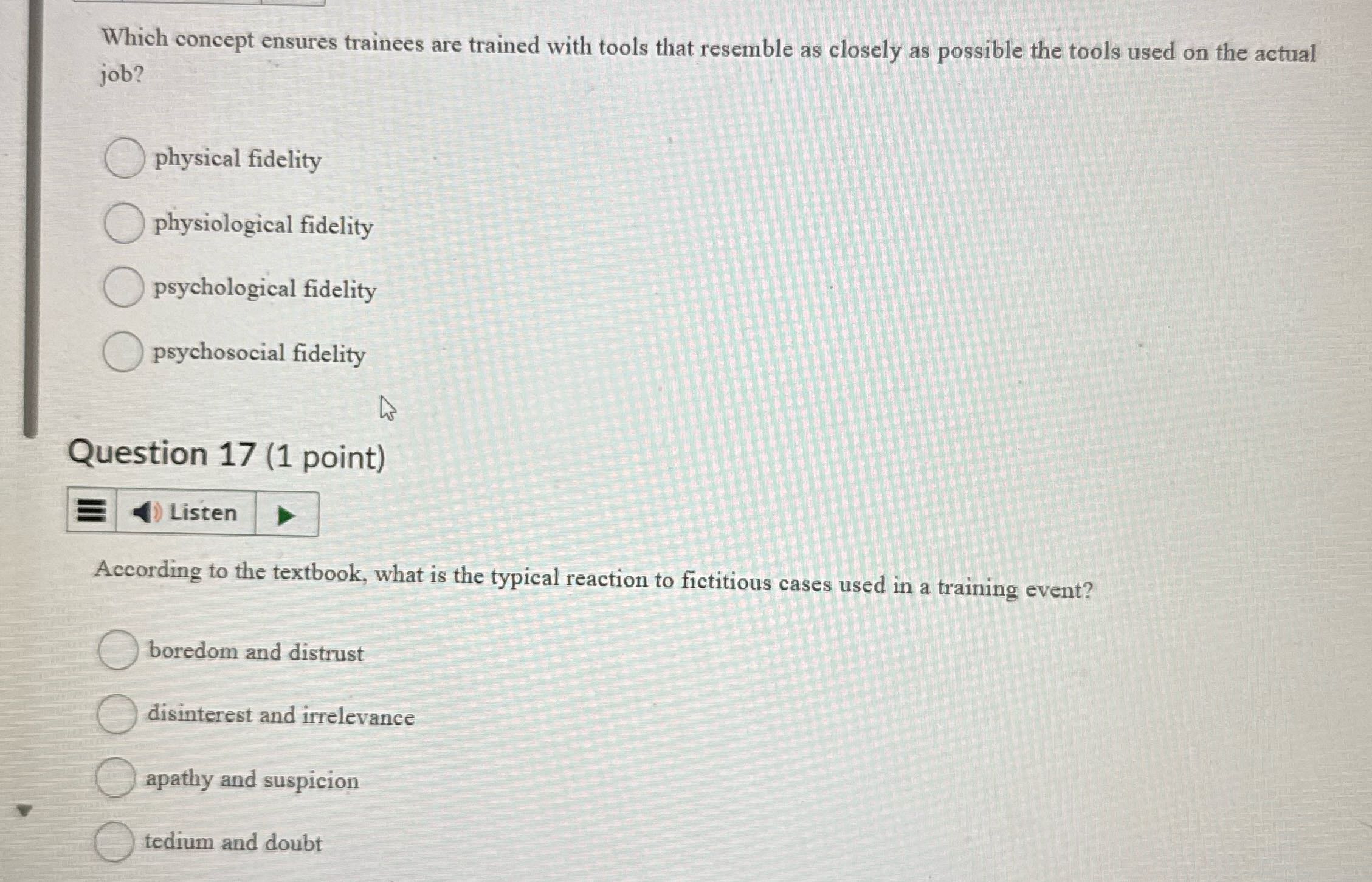 Which concept ensures trainees are trained with
