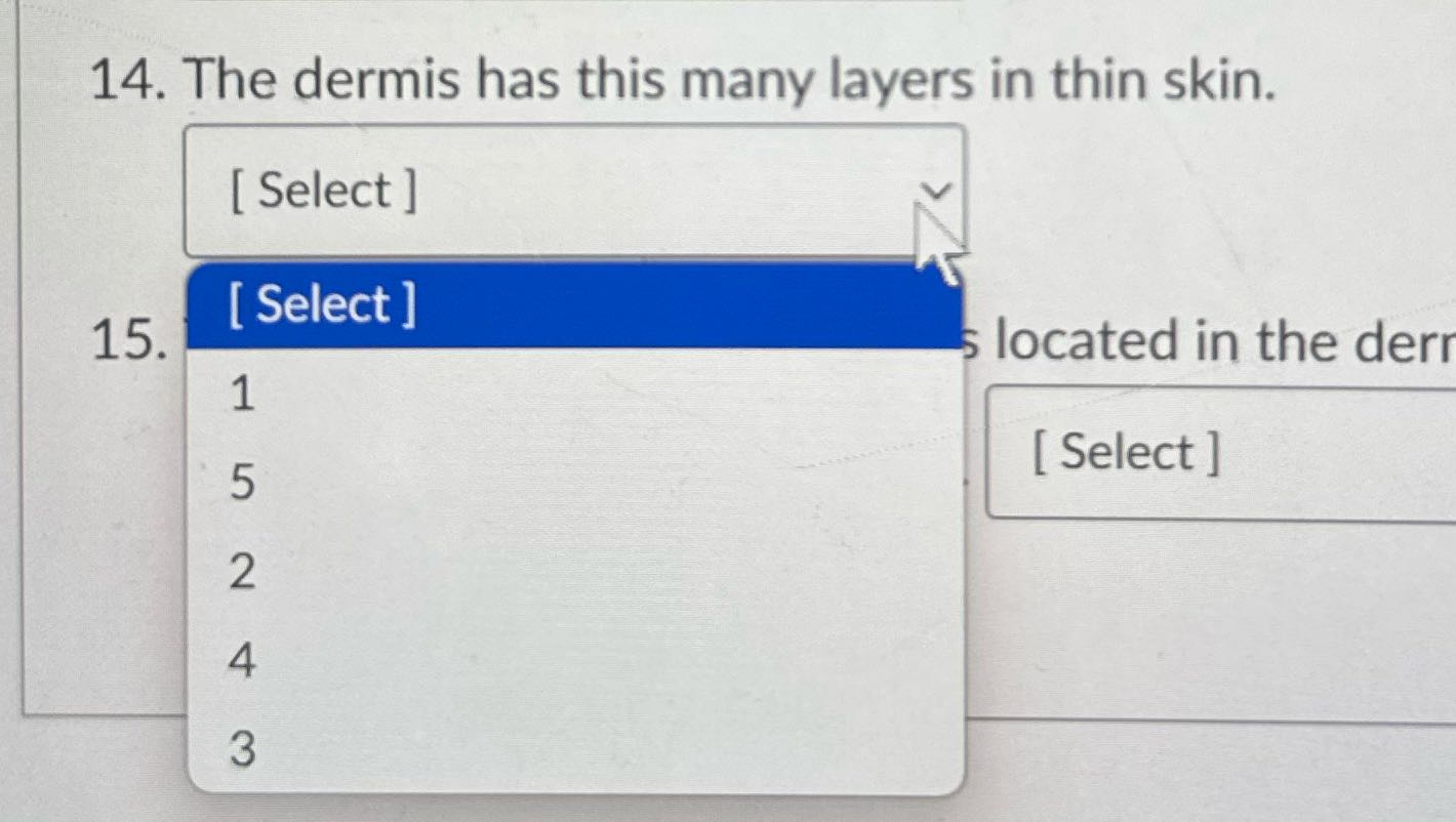 14. The dermis has this many layers in thin skin.