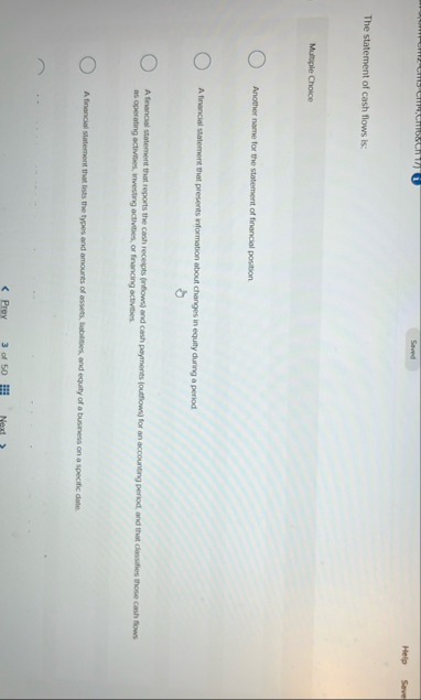 Solved Help The statement of cash flows is: