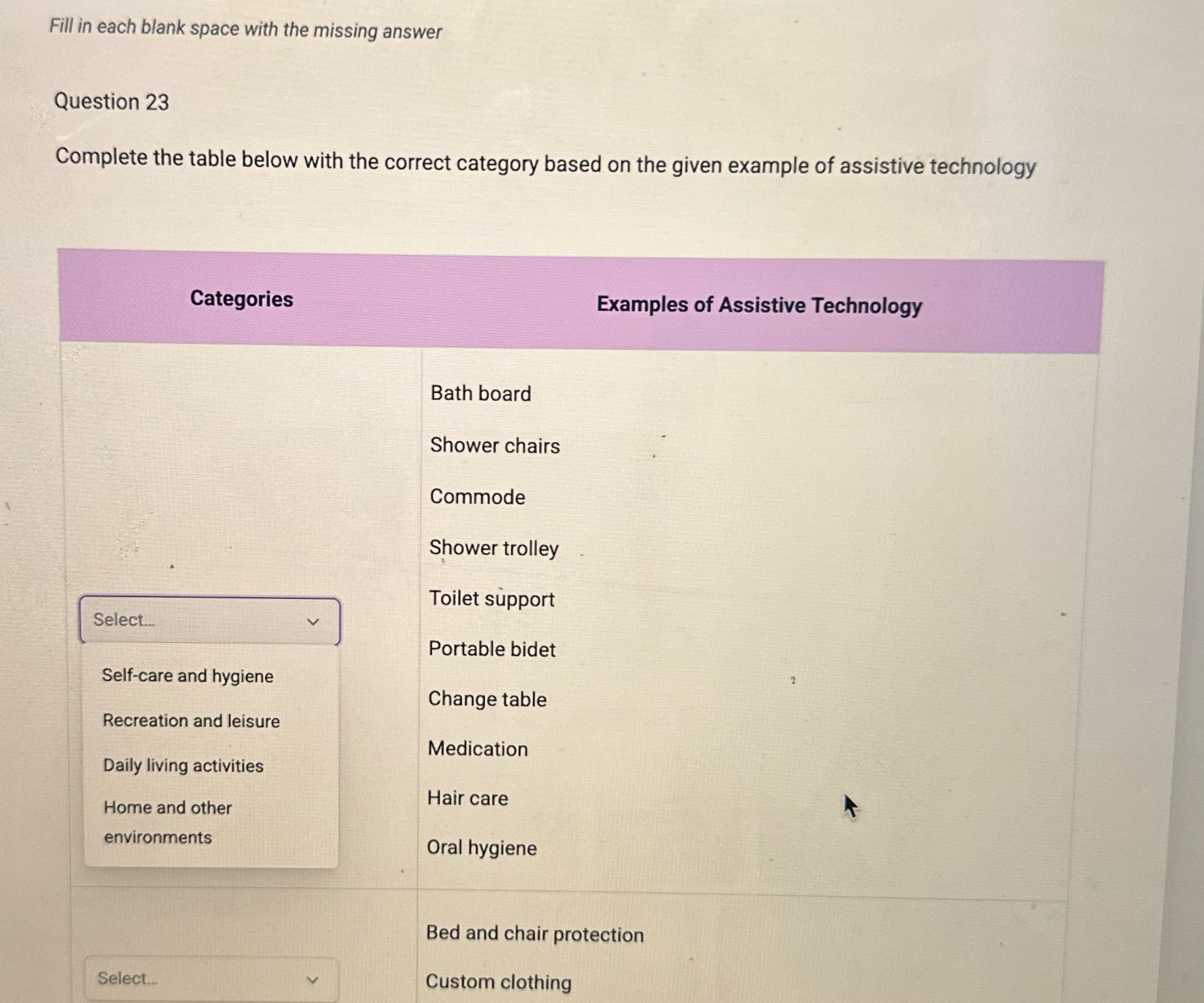 Fill in each blank space with the missing answer