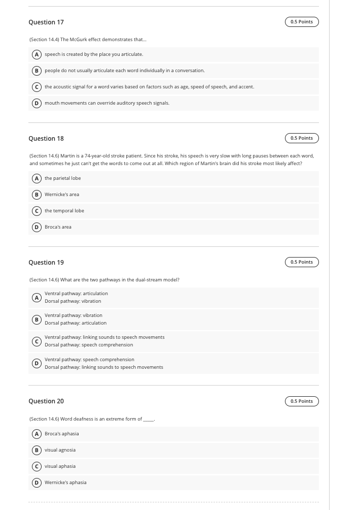Answer Question 17 {Section 14.4) The McGurk
