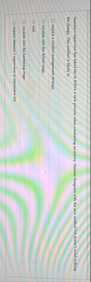 Jasmine's supervisor has asked her to follow a