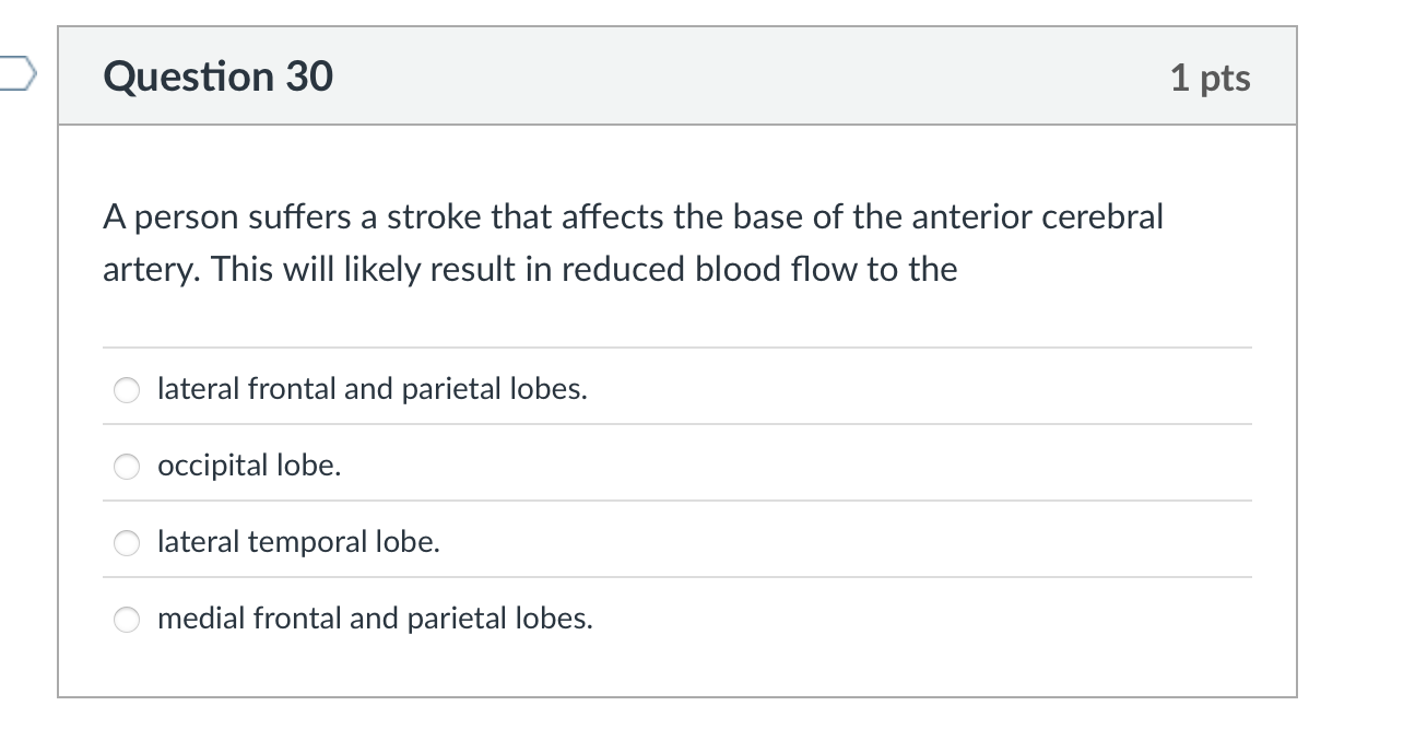 which is the correct answer? Question 30 A person