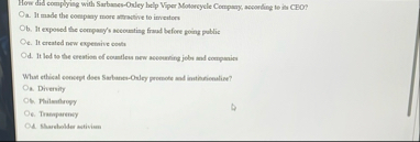 How did complying with Sarbanes - Osley help Wper