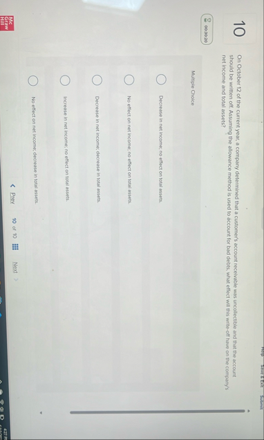 1 0 On October 1 2 of the current year, a company