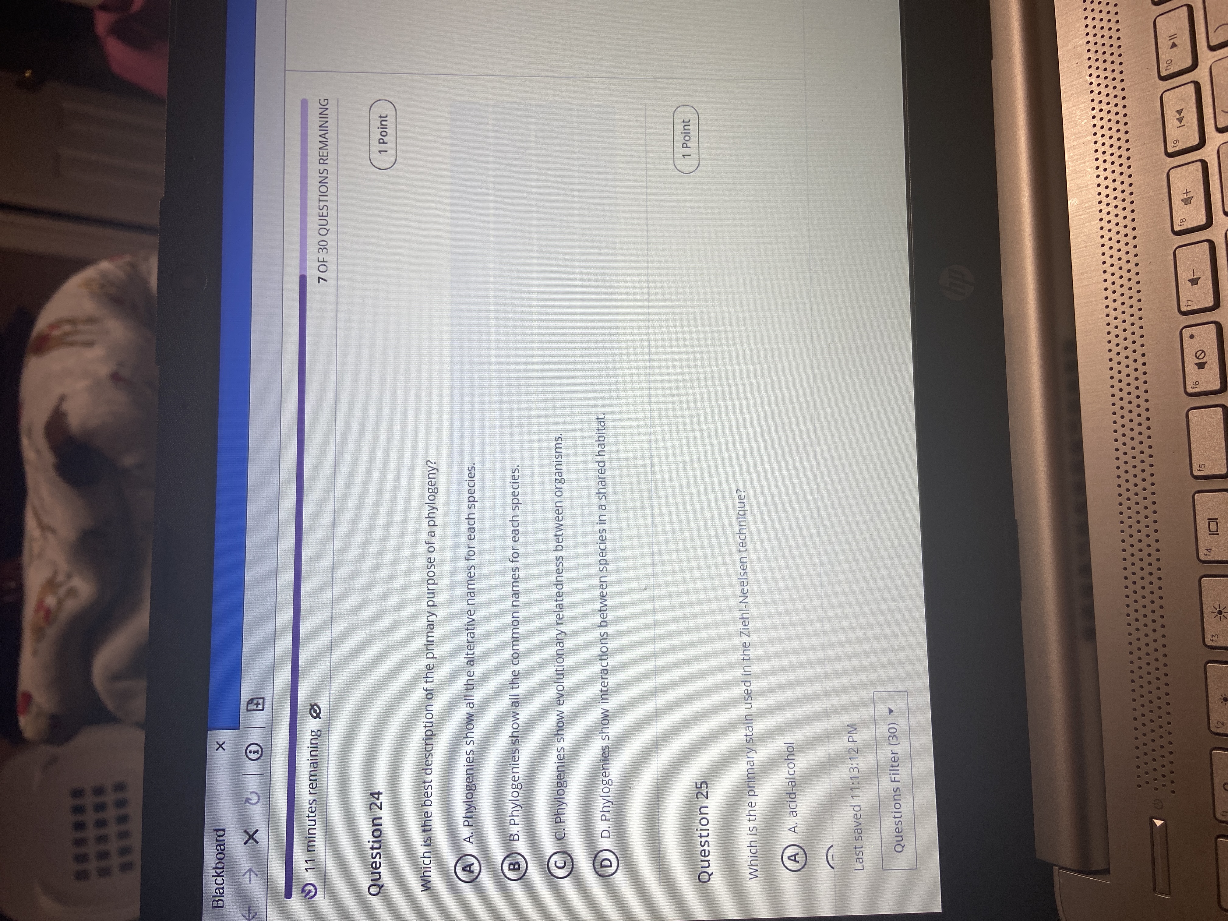 Blackboard X X 9 11 minutes remaining @ 7 OF 30