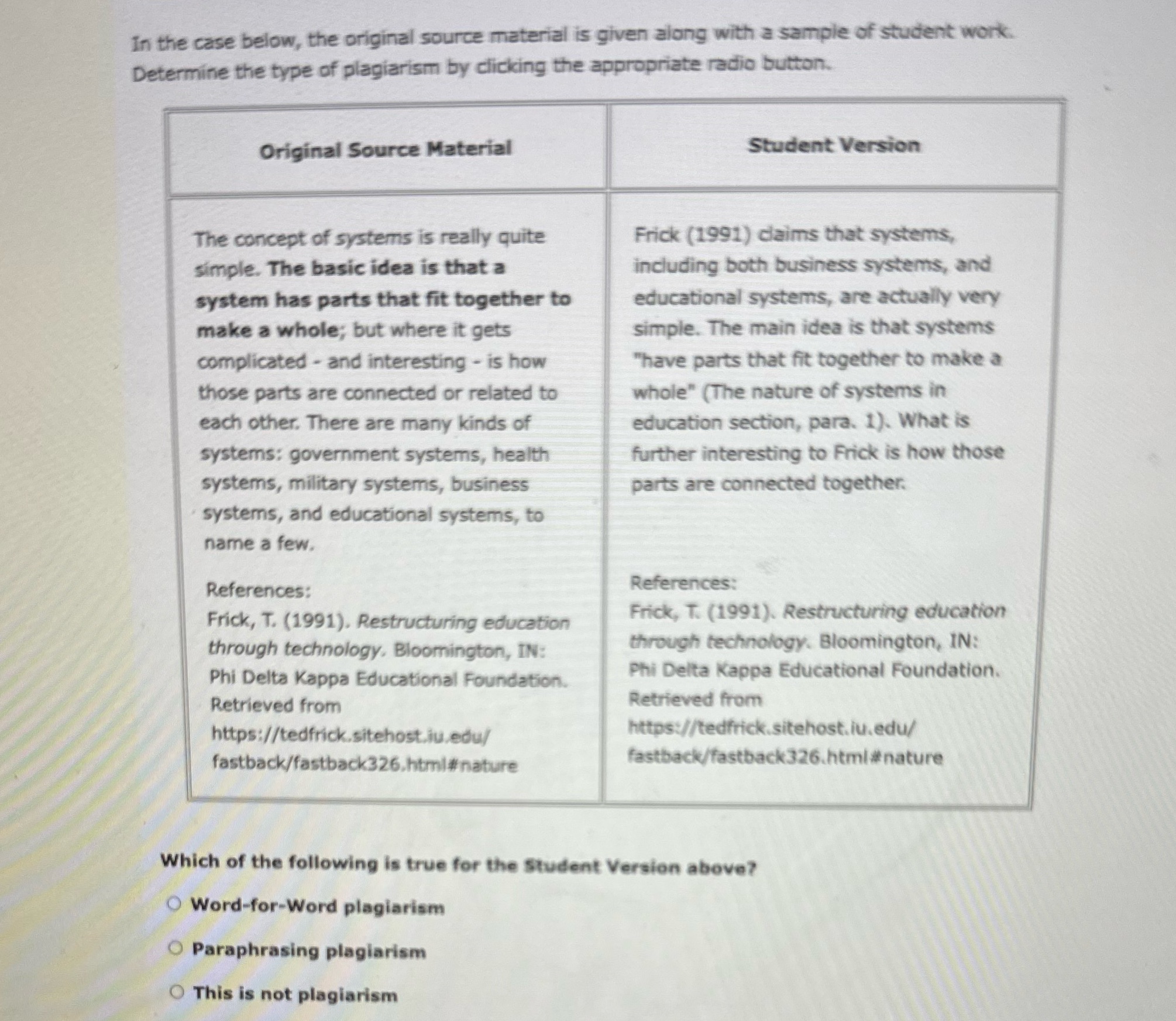 In the case below, the original source material