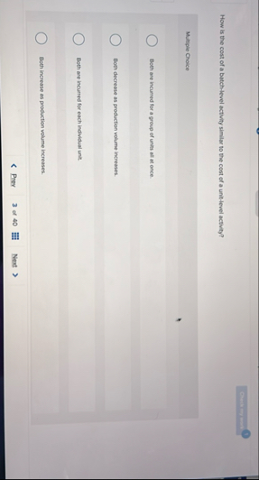 How is the cost of a batch - level activity