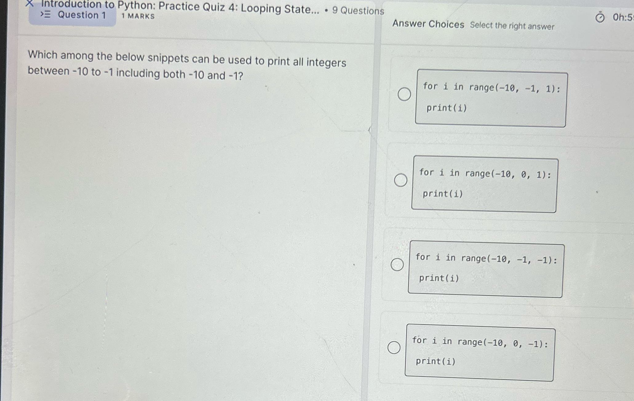 X Introduction to Python: Practice Quiz 4: