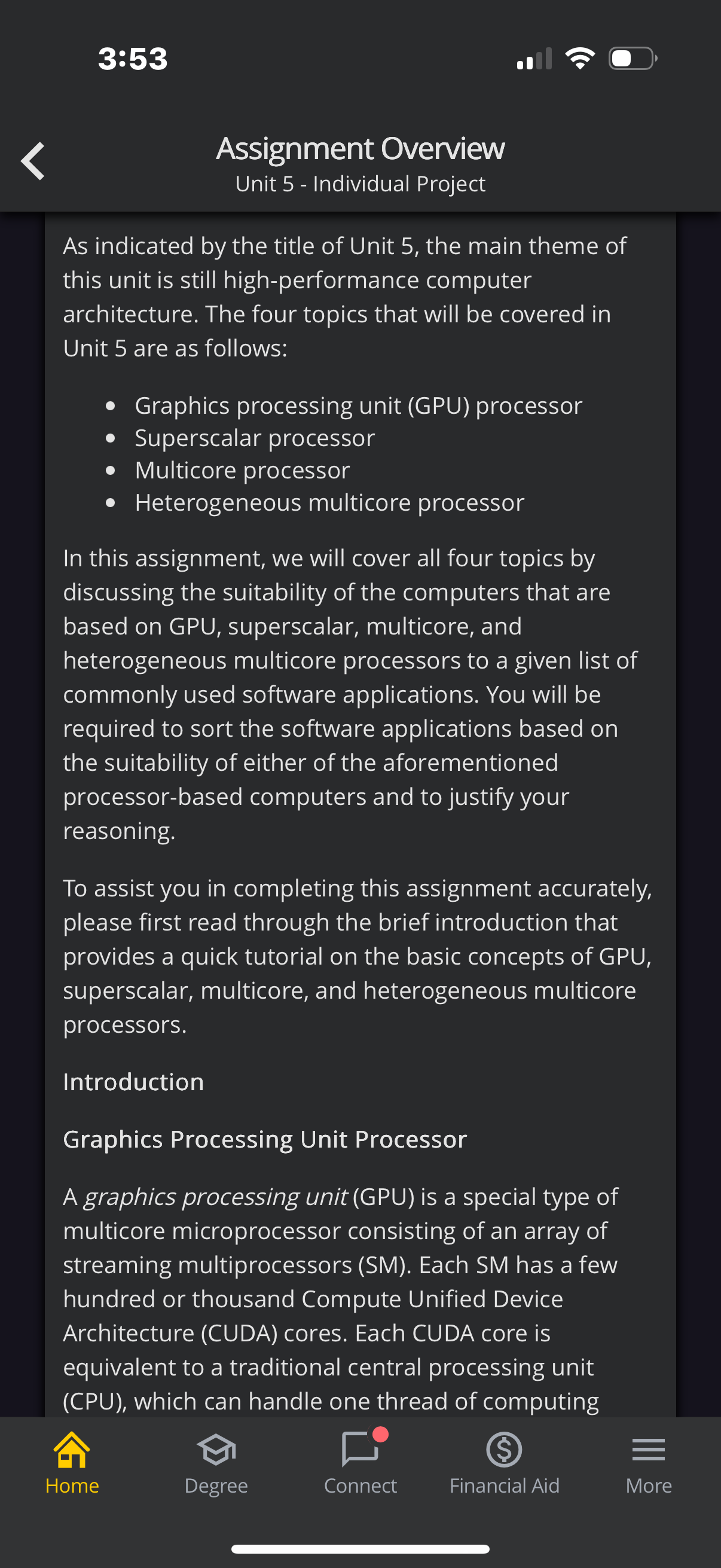 Can you answer this 3:53 A Assignment Overview