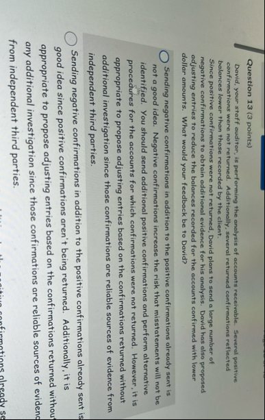 Question 1 3 ( 3 points ) David, your staff