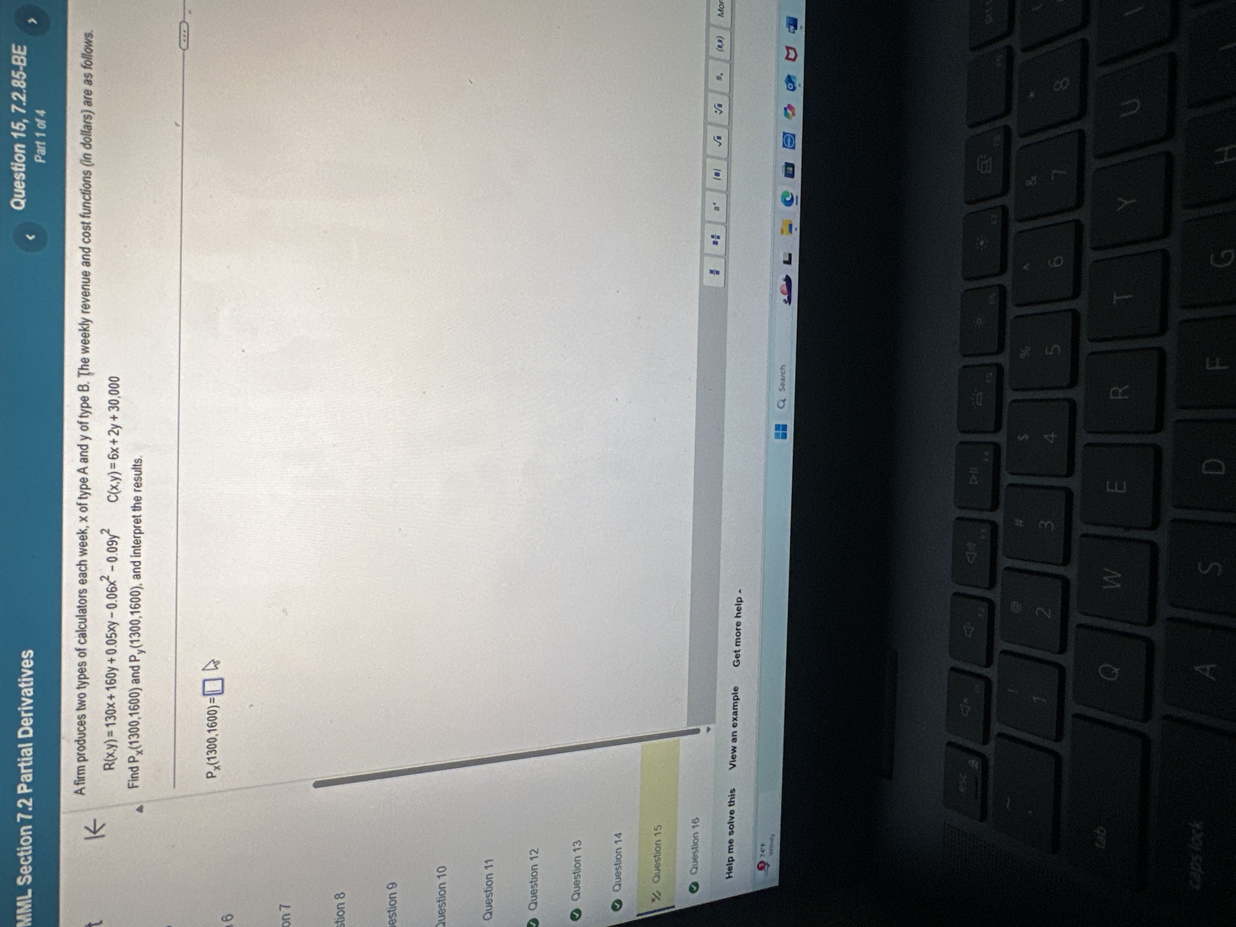 MML Section 7.2 Partial Derivatives Question 15,