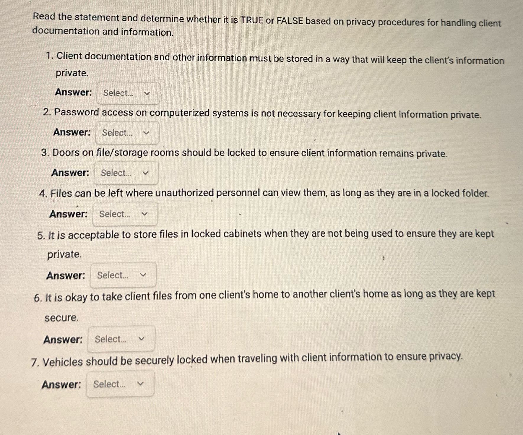 Read the statement and determine whether it is