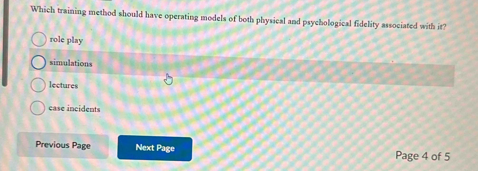 Which training method should have operating
