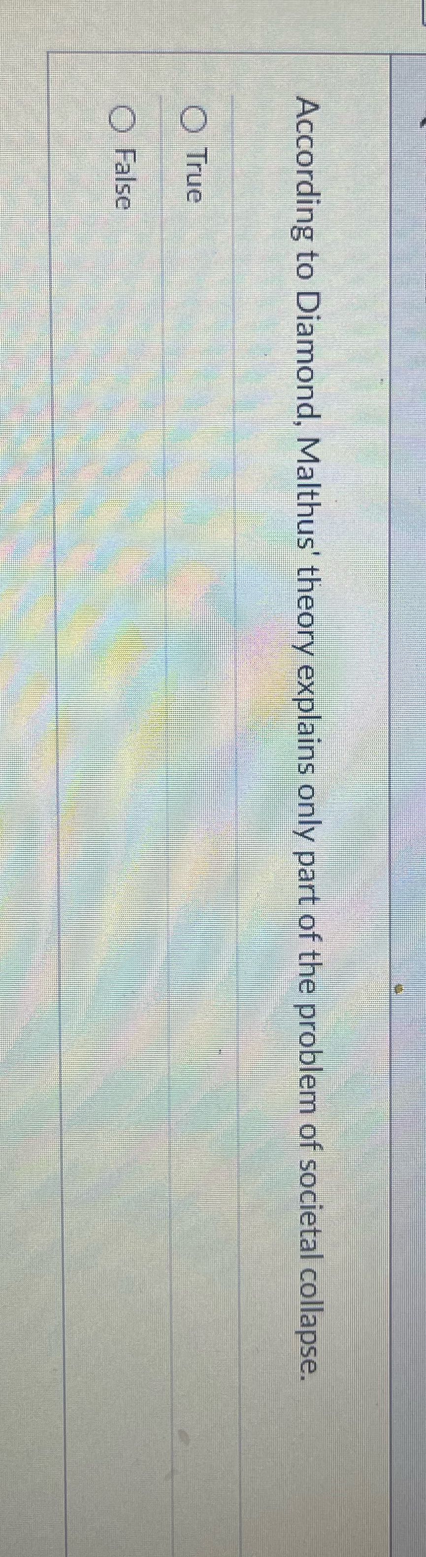 According to Diamond, Malthus' theory