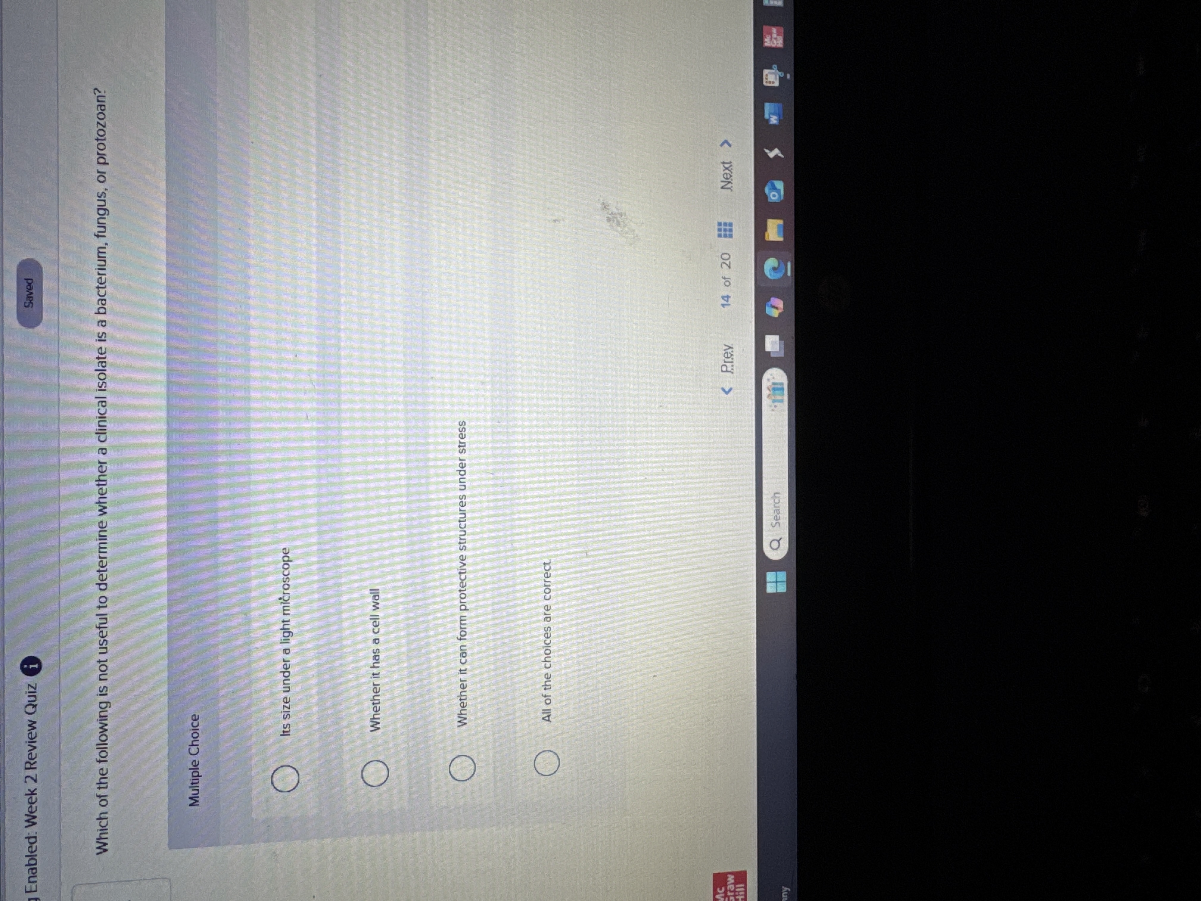 What is the correct answer Enabled: Week 2 Review