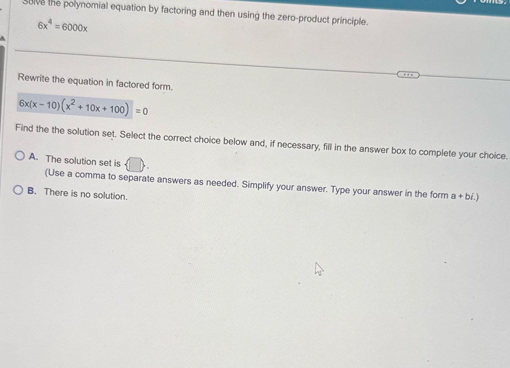 Solve the polynomial equation by factoring and