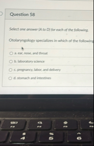 Question 5 8 Select one answer [ A to D ] for