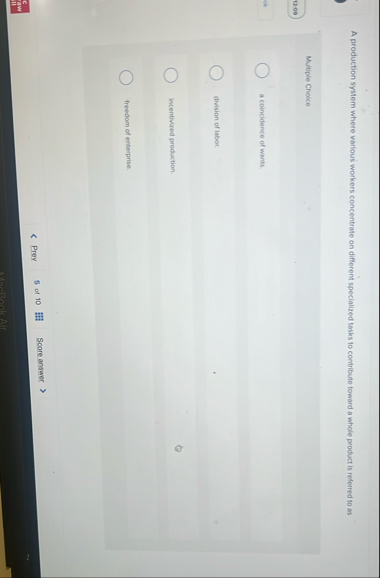 A production system where various workers