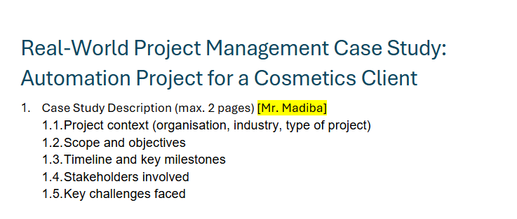 prepare a draft Real-World Project Management