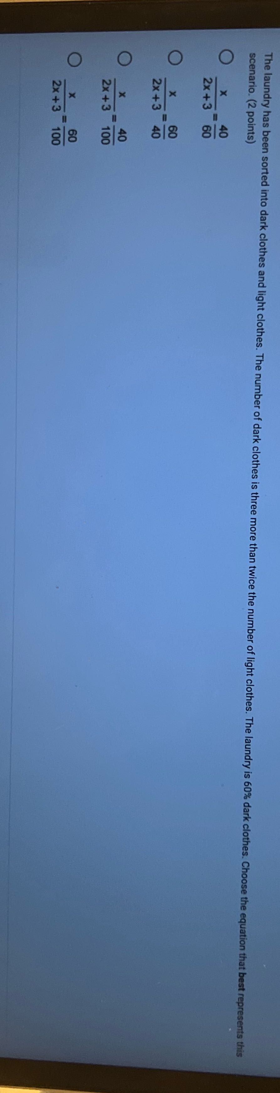 The laundry has been sorted into dark clothes and