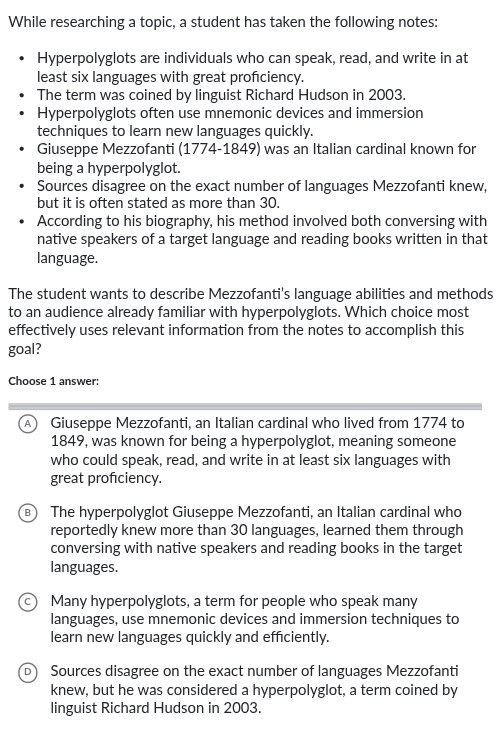 answer While researching a topic, a student has