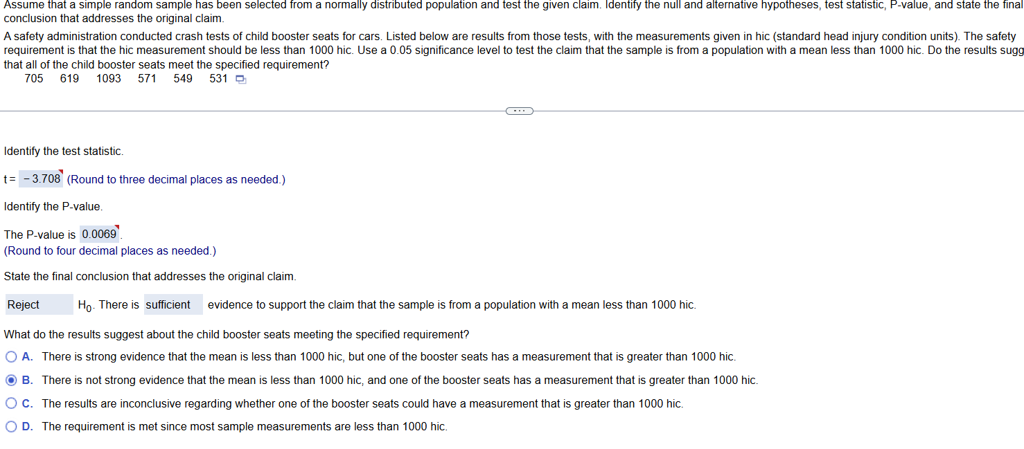 Assume that a simple random sample has been