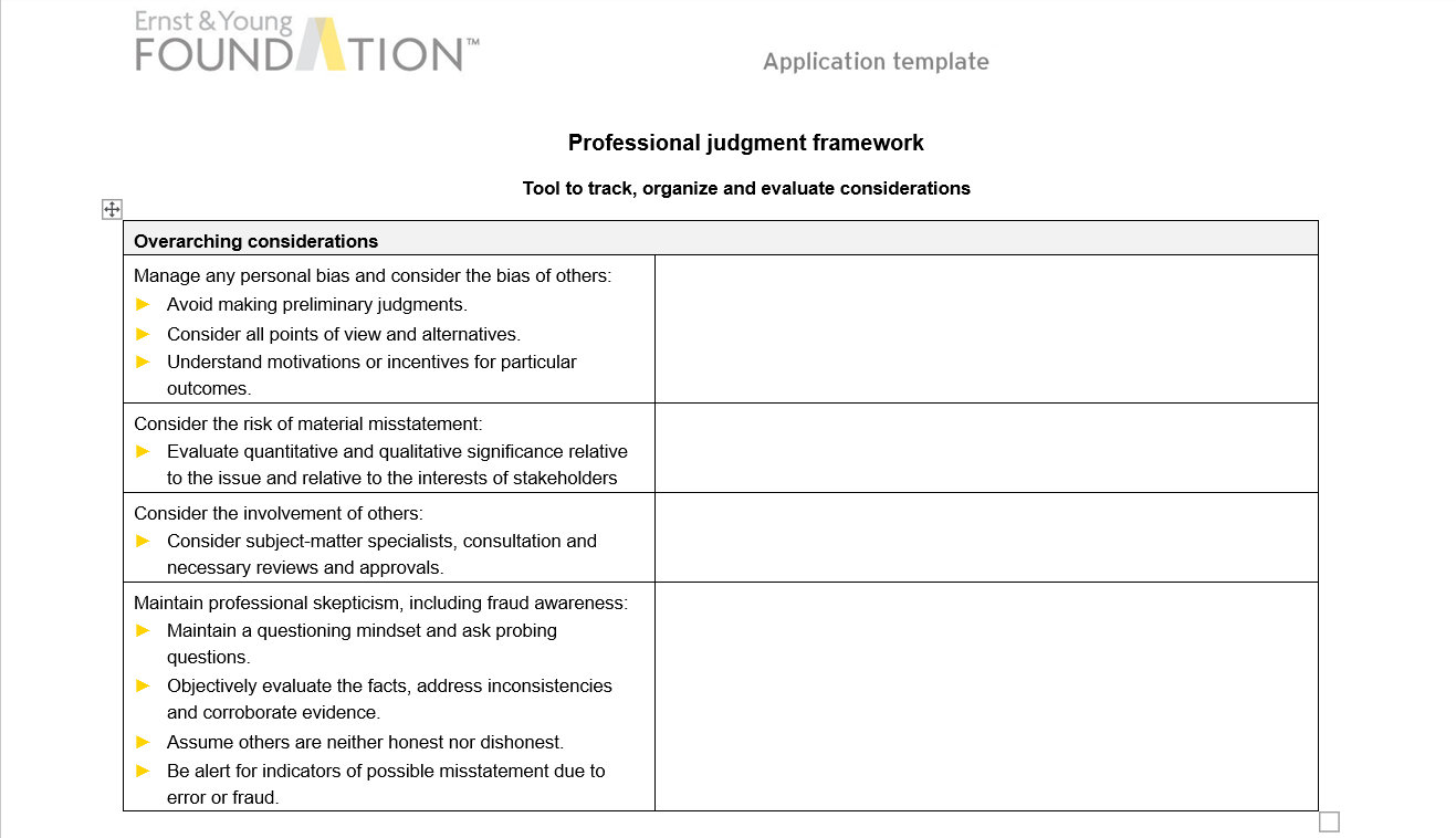 Application Template & Excel spreadsheet: For