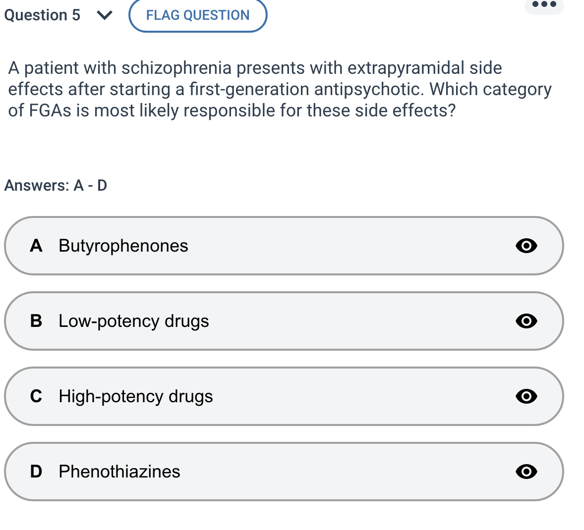 what is the answer? Question 5 V FLAG QUESTION A