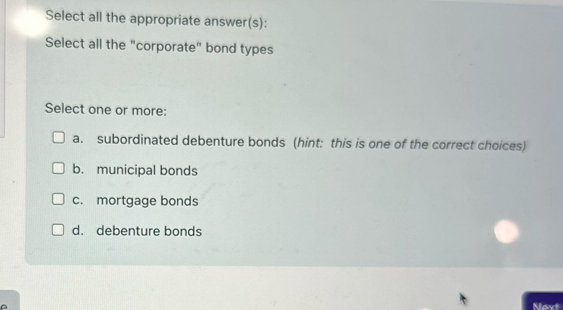 Select all the appropriate answer(s): Select all