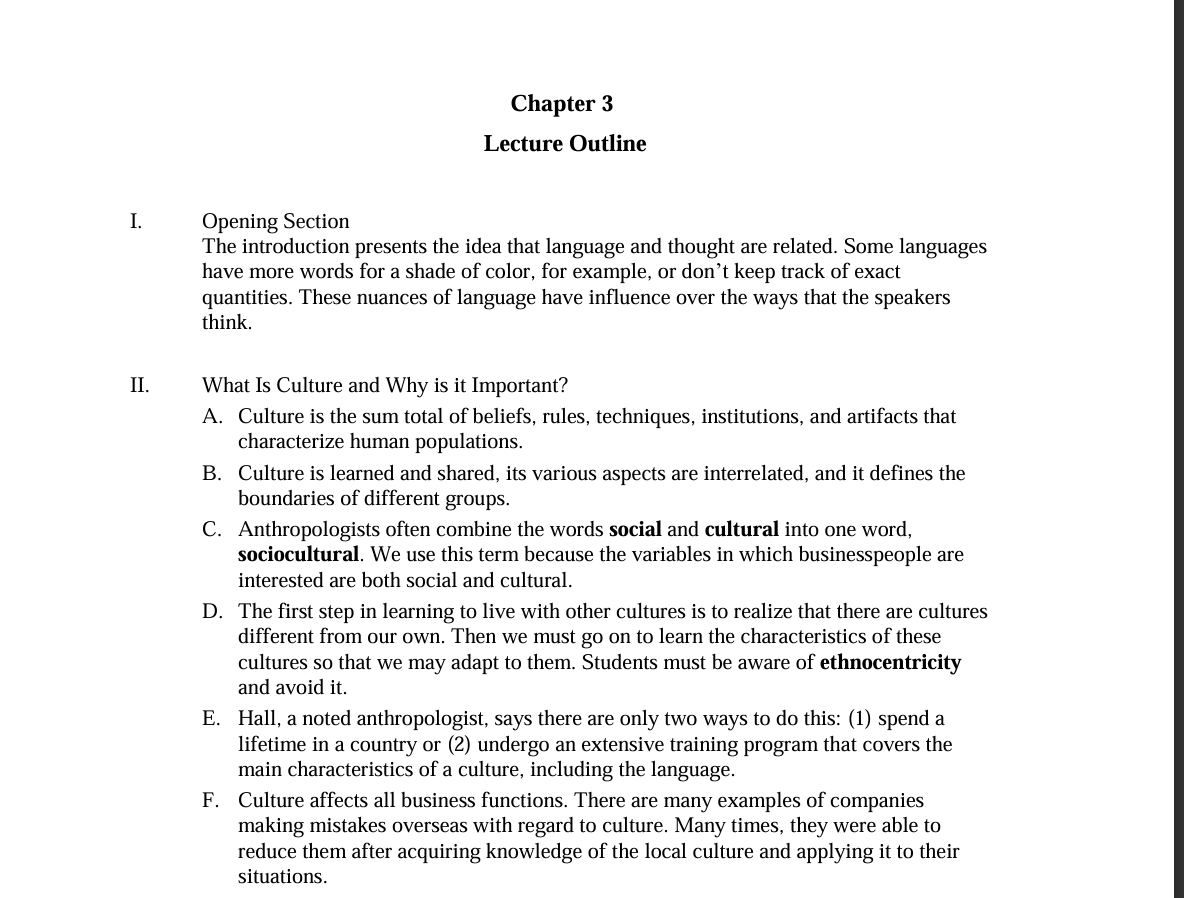 Il. Chapter 3 Lecture Outline Opening Section The