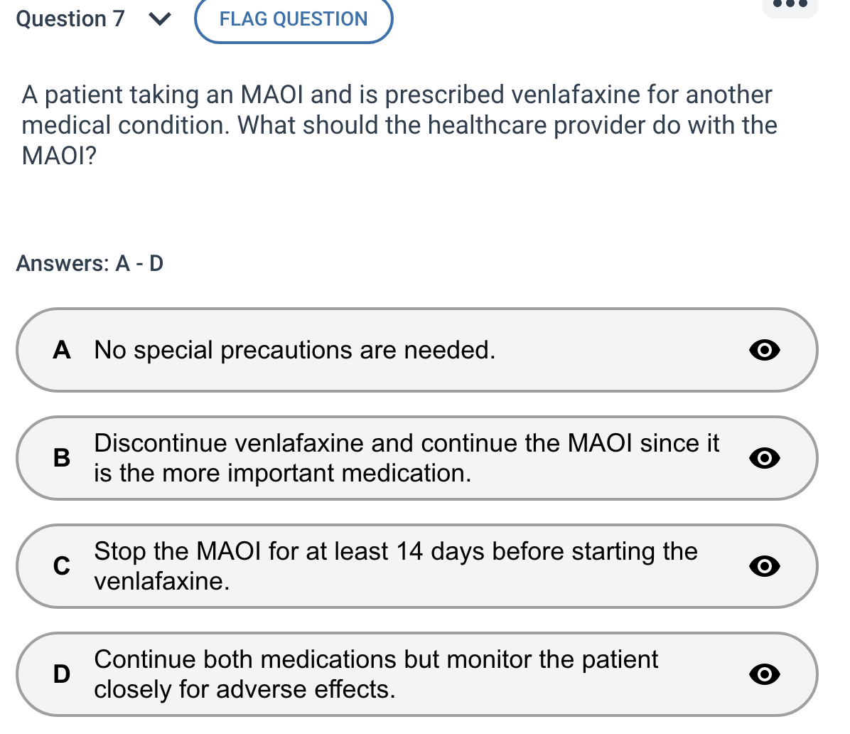 what is the answer? Question 7 V FLAG QUESTION A