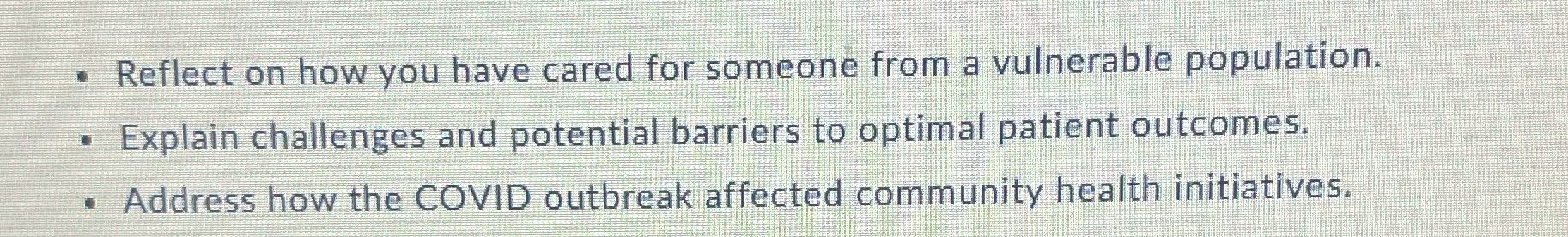 Answer Reflect on how you have cared for someone