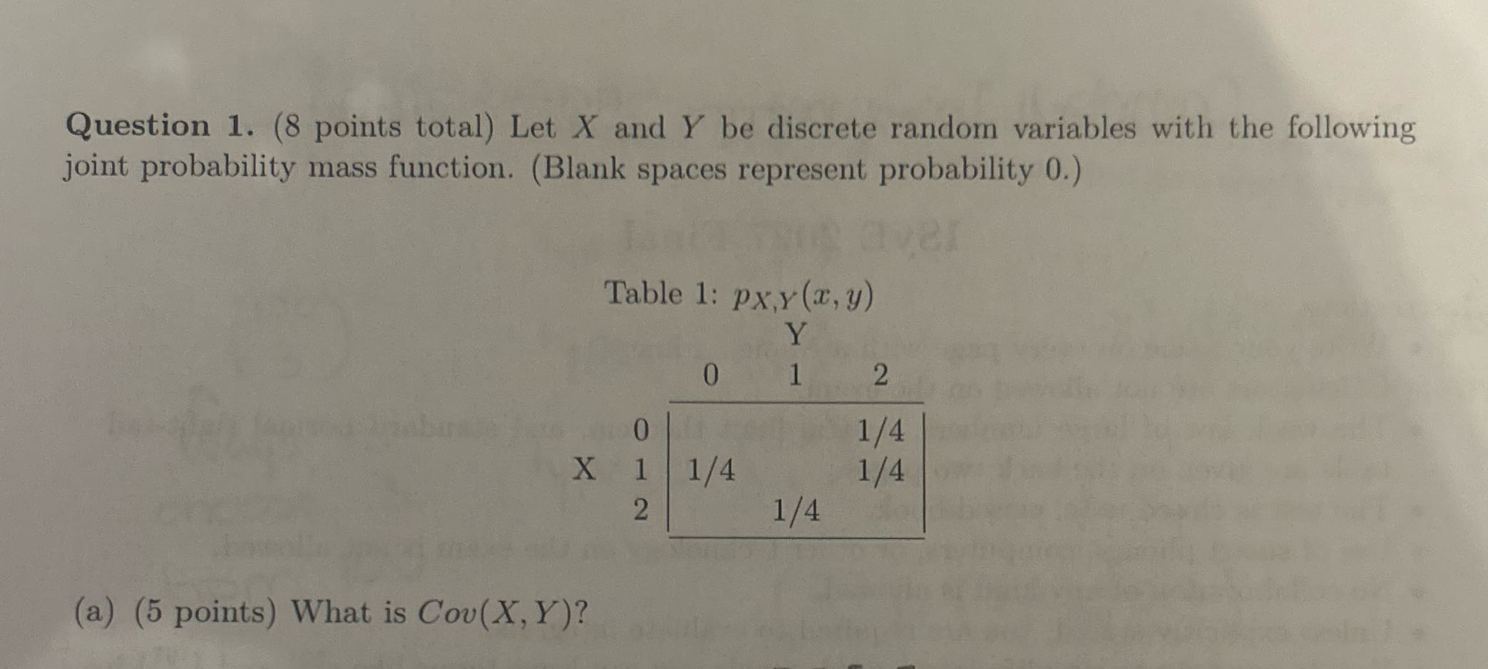 Search Question 1. (8 points total) Let X and Y