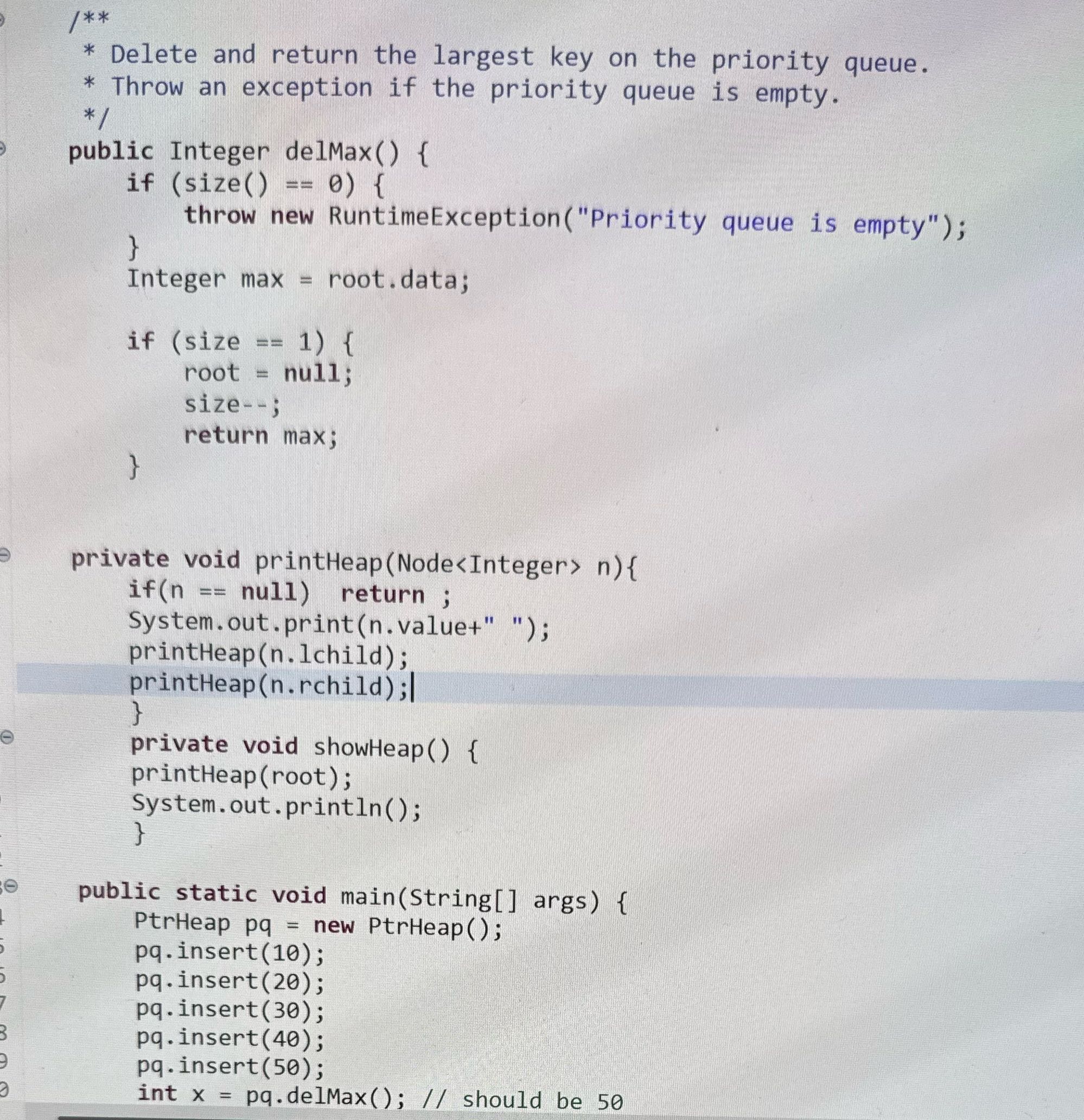/ * * * Delete and return the largest key on the