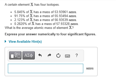 What is the average atomic mass of element X