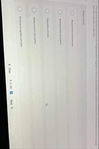 The rule that requires revenue to be recognized