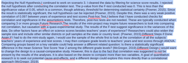 paragraph commenting on Rejecting the Null