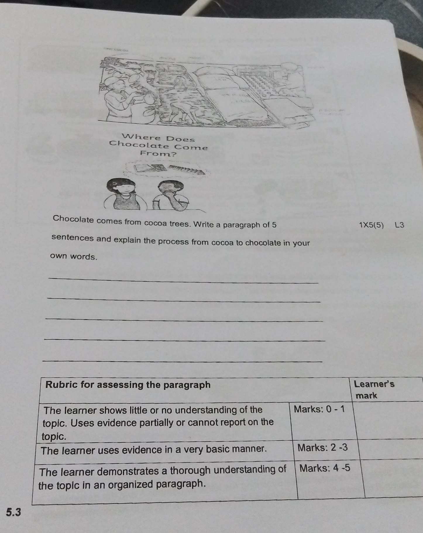 Write like a grade 6 learner Where Does Chocolate