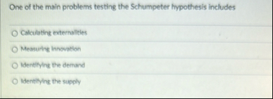 One of the main problems testing the Schumpeter