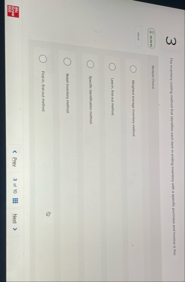 3 The inventory costing method that identifies