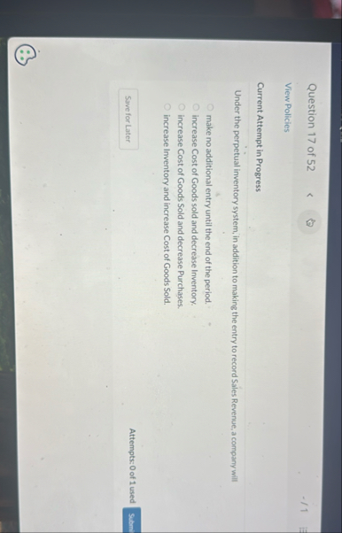 Question 1 7 of 5 2 - / 1 View Policies Current