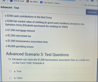 Advanced - Test o $ 3 5 0 cash contributions to