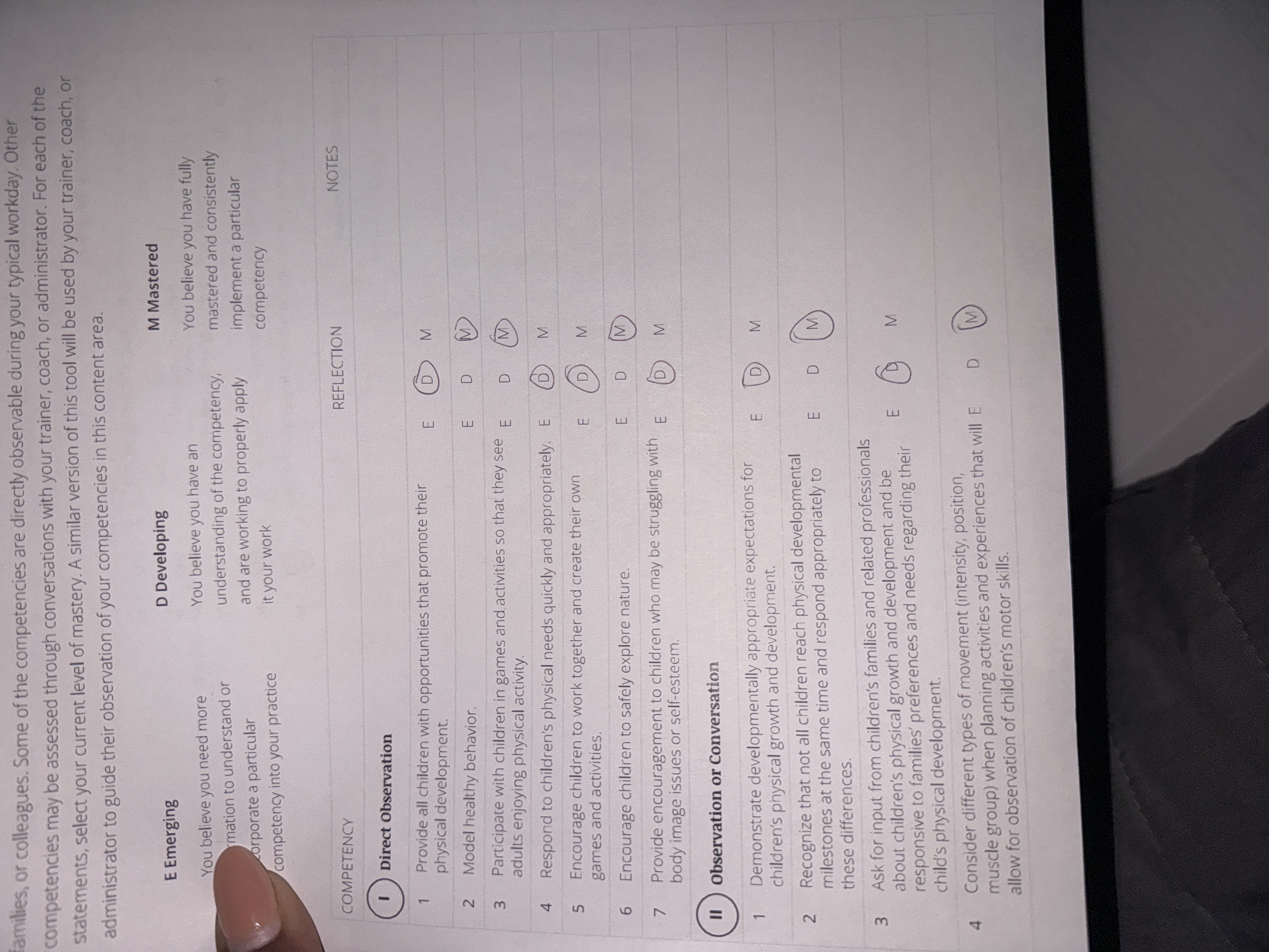 What notes do i put next to the questions