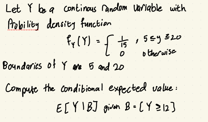 Let Y be a continous random variable with