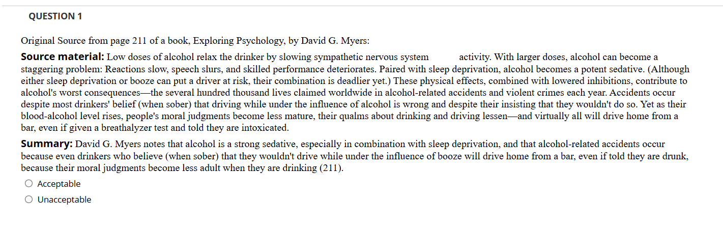 Can you answer the question? QUESTION 1 Original