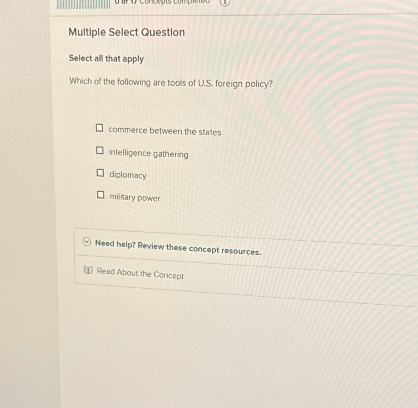 Multiple Select Question Select all that apply