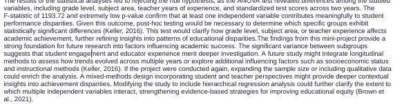paragraph commenting on variables, including