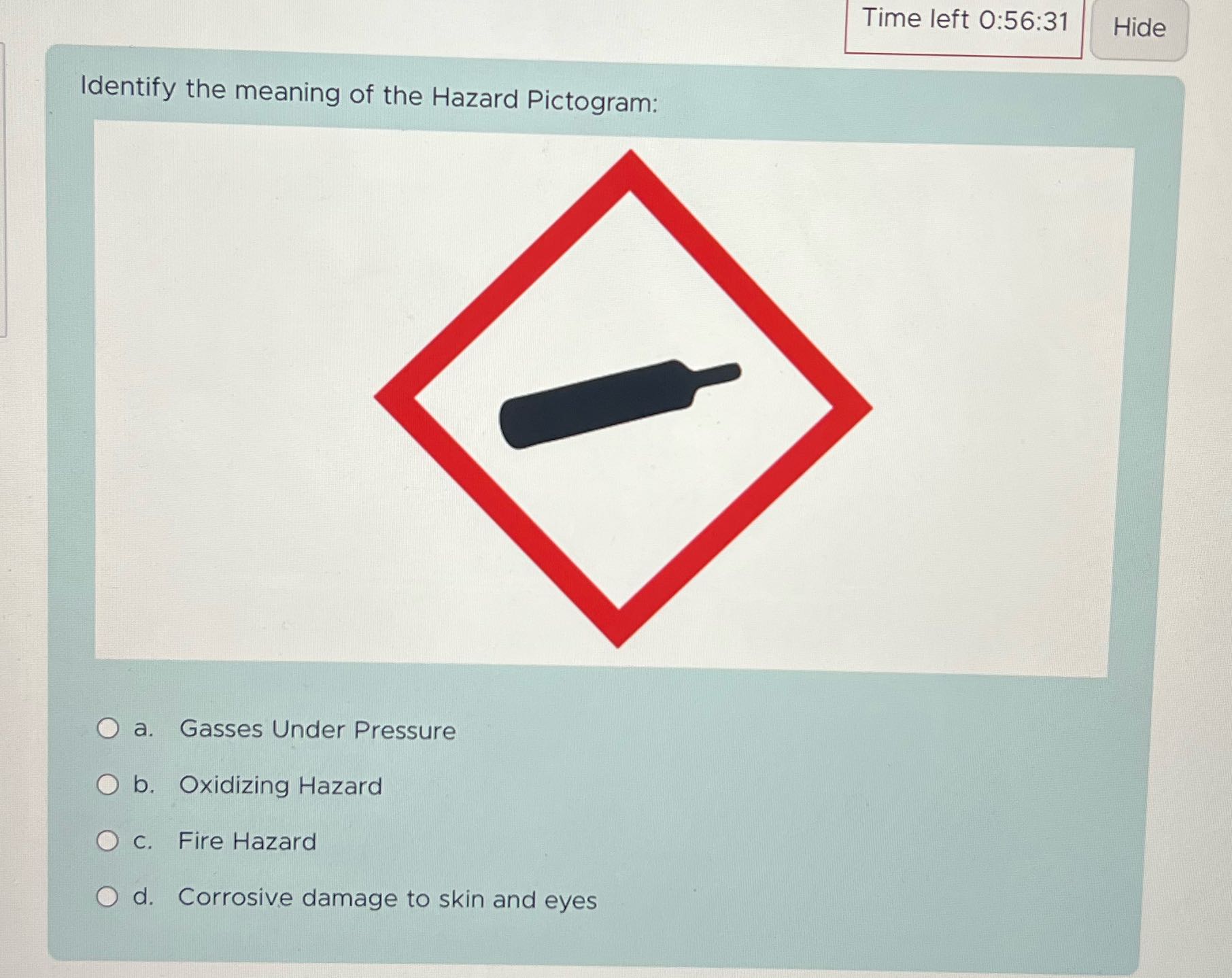 What's the answer Time left 0:56:31 Hide Identify